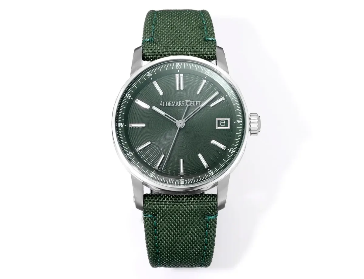 JH Factory Audemars Piguet CODE 11.59 Green Woven Strap Super Clone Replica Watch
