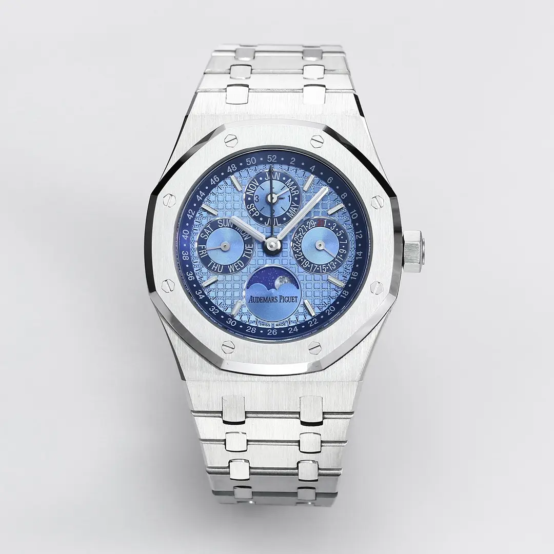 KZ Factory Audemars Piguet Royal Oak Perpetual Calendar Blue Dial Stainless Steel Super Clone Watch - Premium Replica