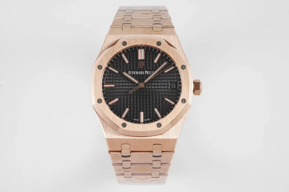 KZ Factory Audemars Piguet Royal Oak 15500 Rose Gold Black Dial Super Clone Watch