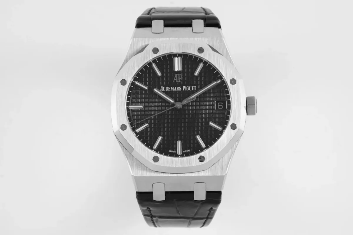 KZ Factory Audemars Piguet Royal Oak 15500 Black Leather Super Clone Watch