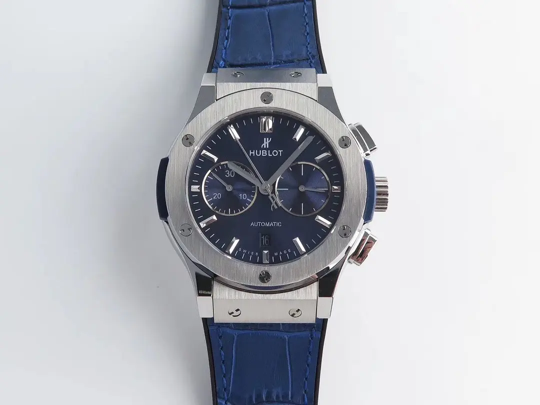 JB Factory HB Hengbao Hublot Classic Fusion 45mm Blue Leather Strap Automatic Super Clone Watch
