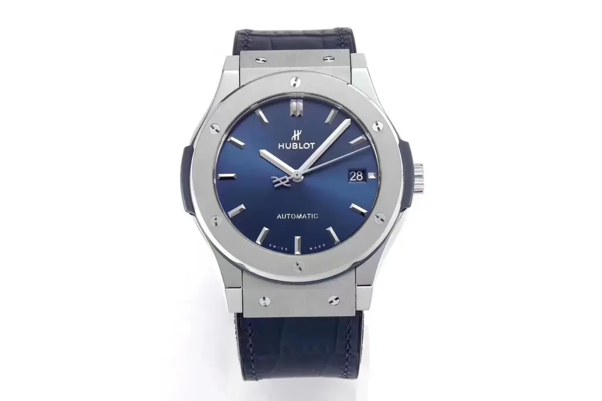 JB Factory Hublot Classic Fusion WWF Replica Watch - Titanium, Blue Dial, 45MM Automatic Super Clone