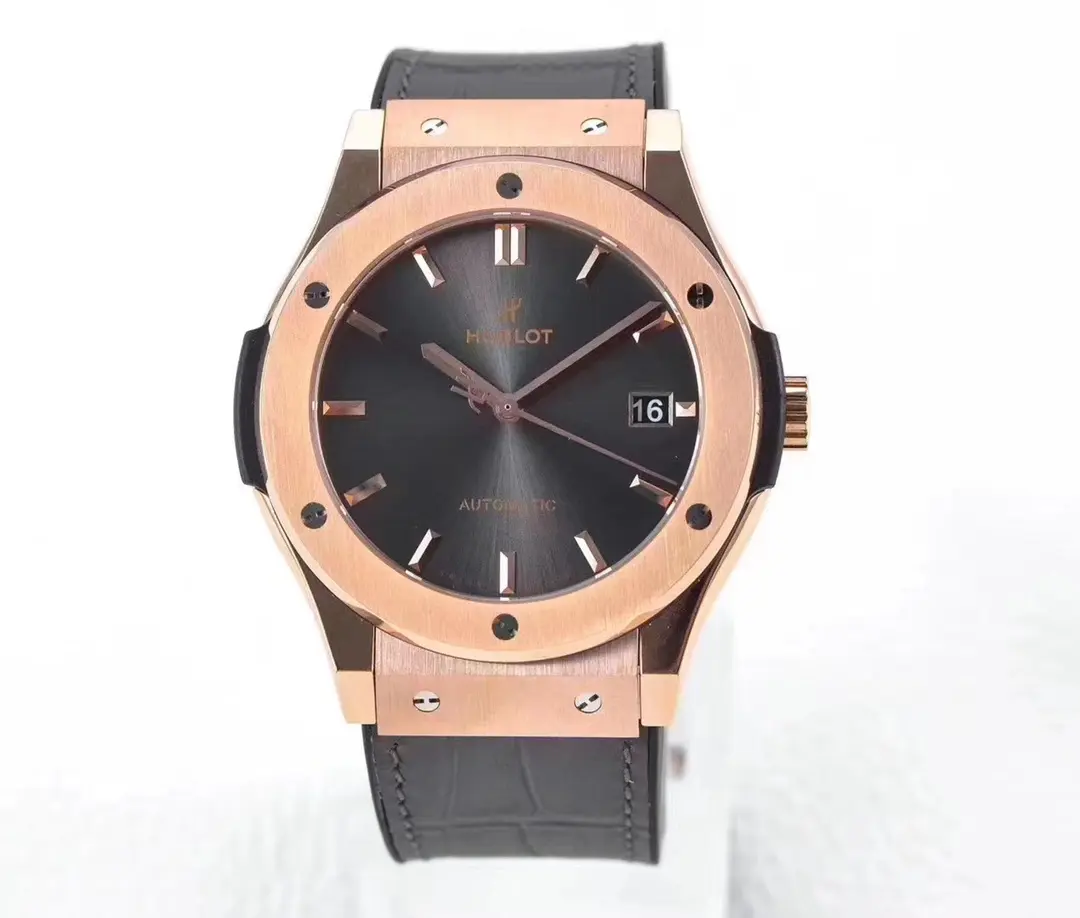 JJ Factory Hublot Classic Fusion Rose Gold with Black Dial - 45mm Automatic Super Clone Watch