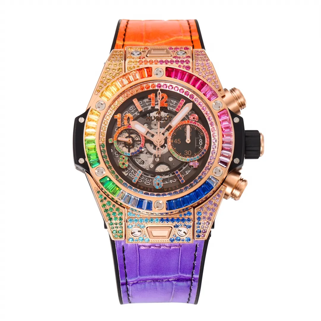 JB Factory Hublot Big Bang Unico Rainbow Watch - Multicolor, Chronograph, 45mm, Super Clone Edition