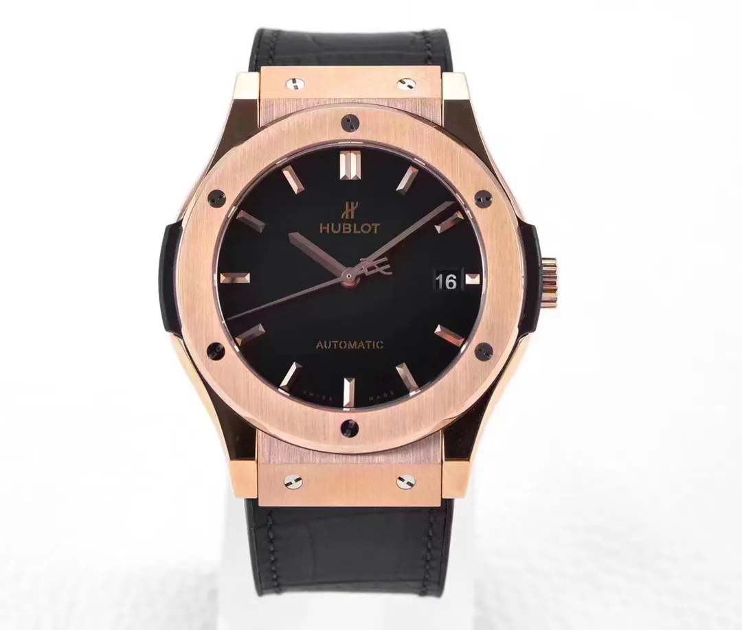 JB Factory Hublot Classic Fusion Super Clone Watch - Rose Gold with Black Dial