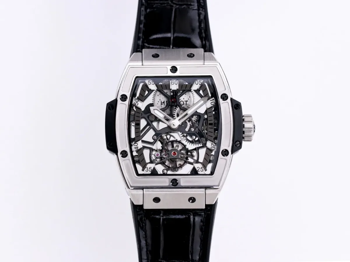 JJ Factory Hublot Masterpiece 906 Tourbillon Watch - Black Leather Strap, Rose Gold/Platinum Plated Case, Super Clone Design