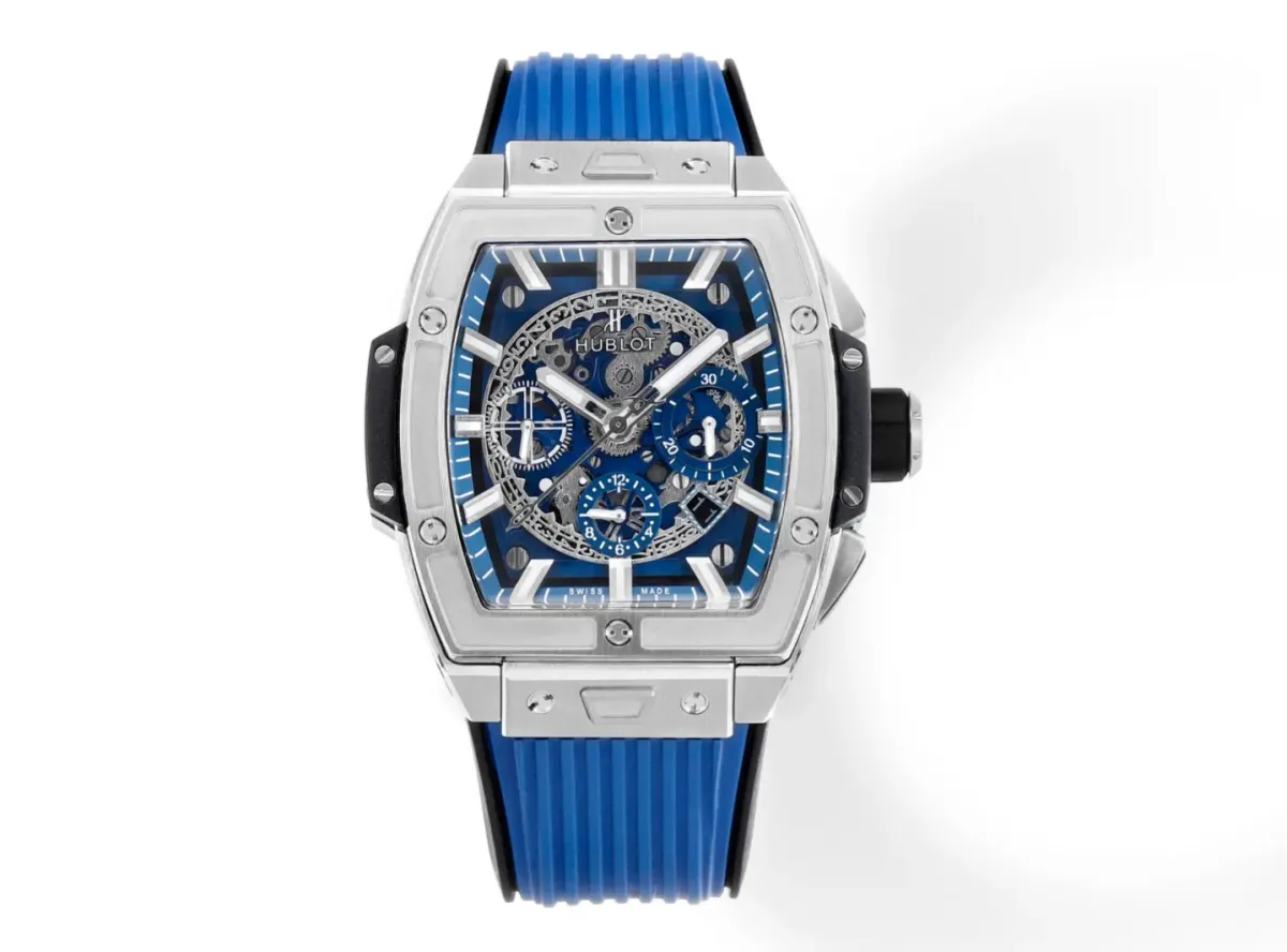 JB Factory HUBLOT Spirit of Big Bang Limited Edition Watch - Titanium &amp; Resin, Blue Rubber Strap, Racing Inspired Design, Best Replica Watch