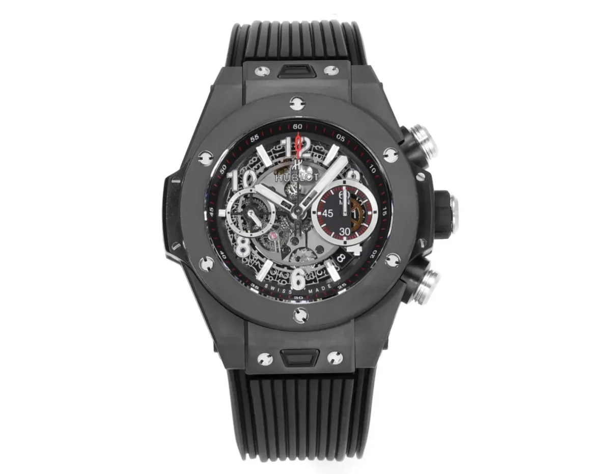 JB Factory Hublot Big Bang Unico Black Magic 45mm Colorful Ceramic Watch with Rubber Strap - Super Clone Excellence