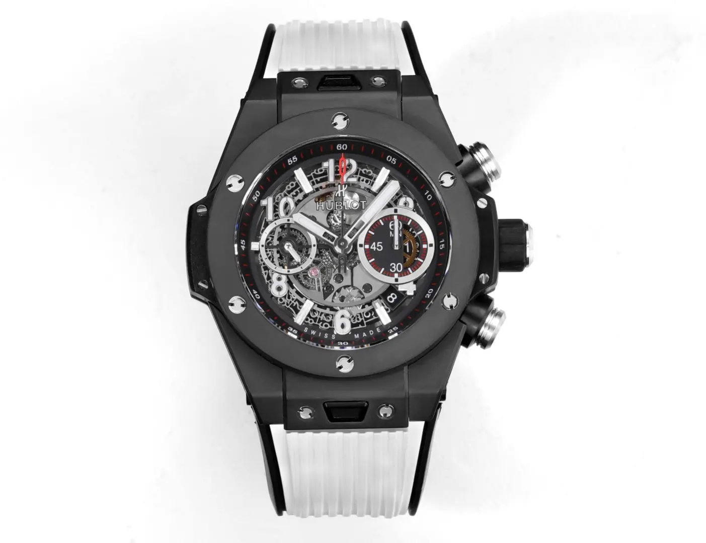 JB Factory Hublot Big Bang Unico Colorful Ceramic Watch - Black with Rubber Strap, 45mm - Super Clone Excellence