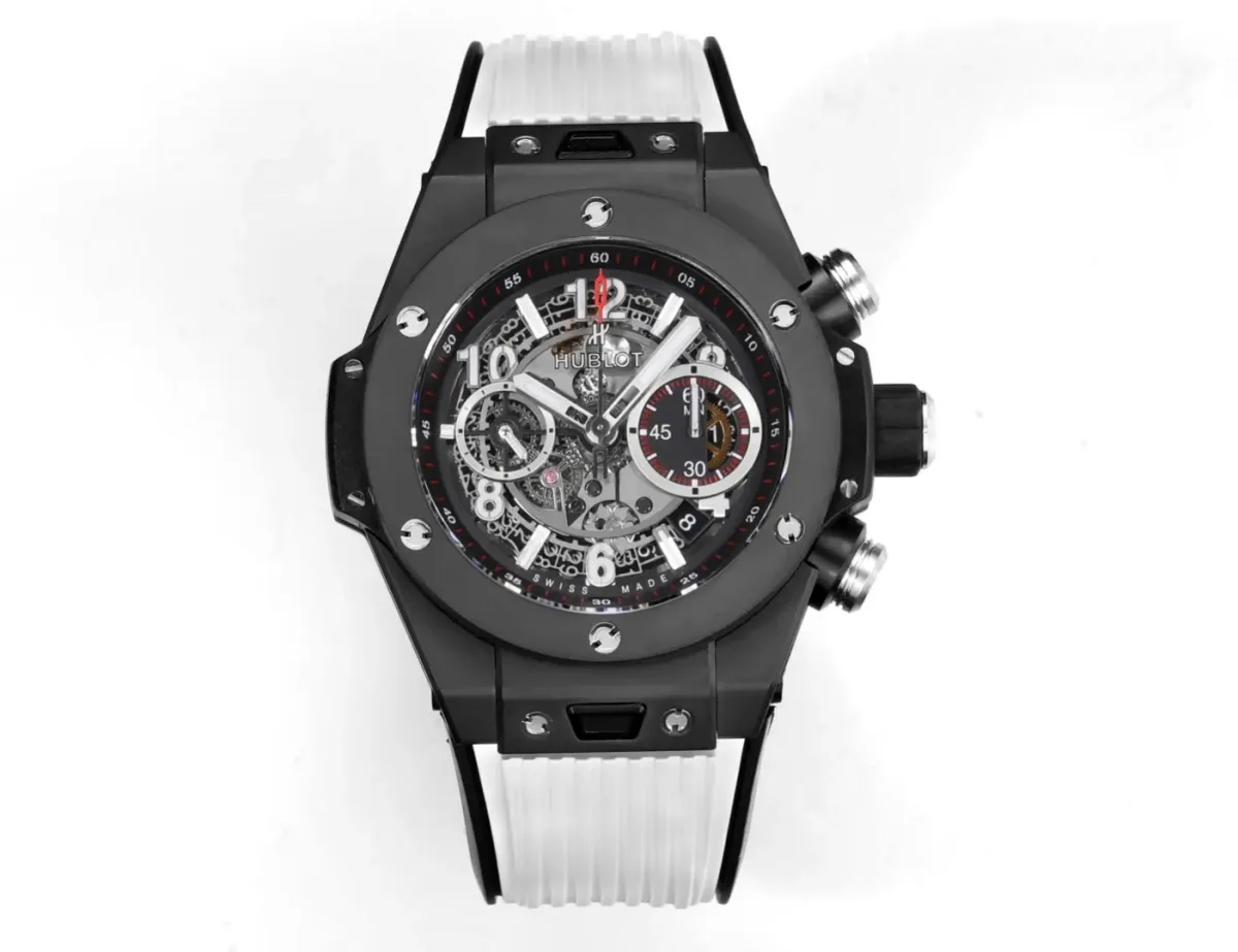 JJ Factory Hublot Big Bang Unico Colorful Ceramic Watch - Black with Rubber Strap, 45mm - Super Clone Excellence