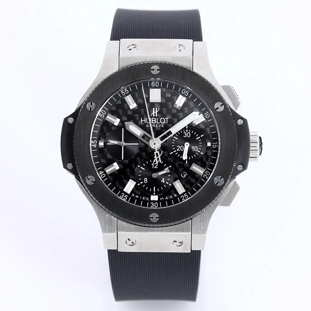 HB Factory HUBLOT Big Bang 44mm Black Rubber Strap Chronograph Watch - Stainless Steel Case | Super Clone Watch