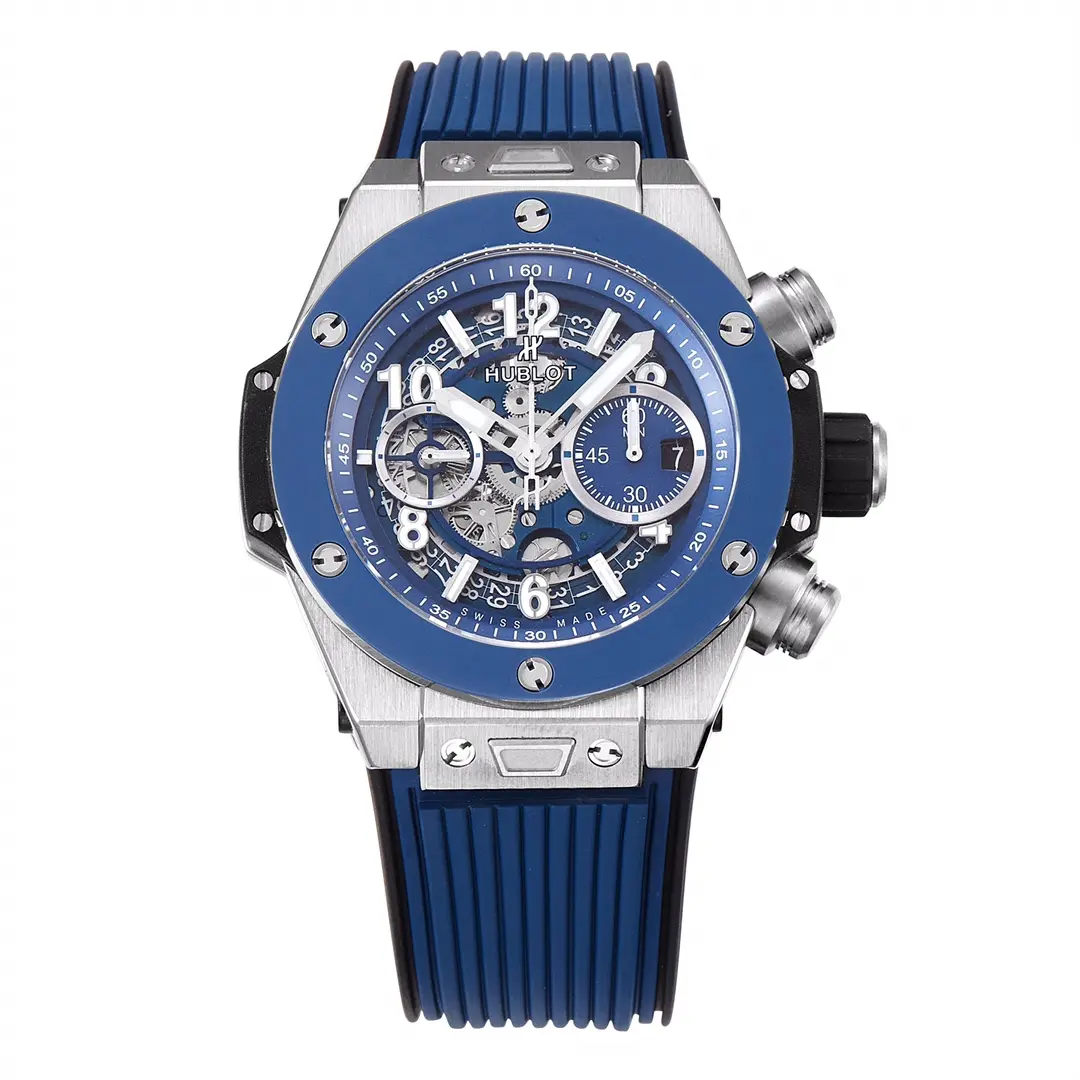 JB Factory Hublot Big Bang Watch - Blue Chronograph with Skeleton Dial, Automatic Movement, Titanium Case, Super Clone Design