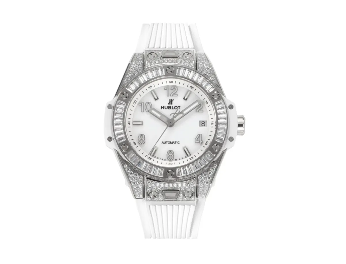 JJ Factory Hublot Big Bang One-Click 39mm Stainless Steel White Pave Watch - Automatic, White Strap, Super Clone Quality