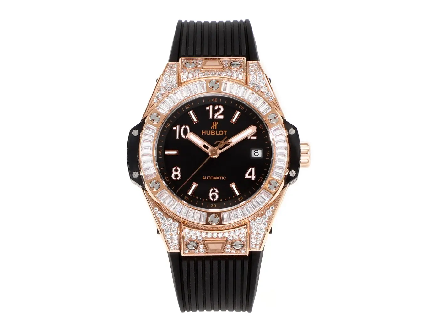 JJ Factory HUBLOT Big Bang One-Click Rose Gold and Black Diamond-Set Automatic Watch - 39mm - Super Clone Edition