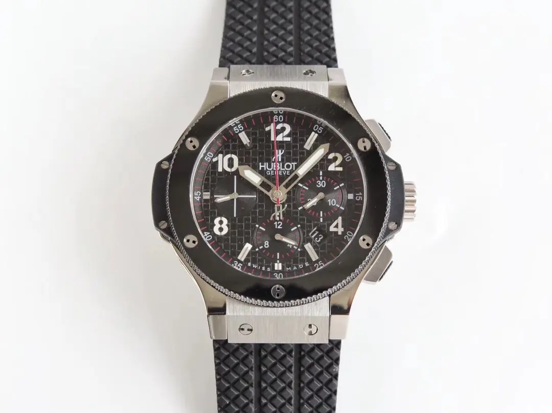 JB Factory Hublot Big Bang 44mm Black Dial Rubber Strap Chronograph Watch - Super Clone Model 301.PB.131.RX