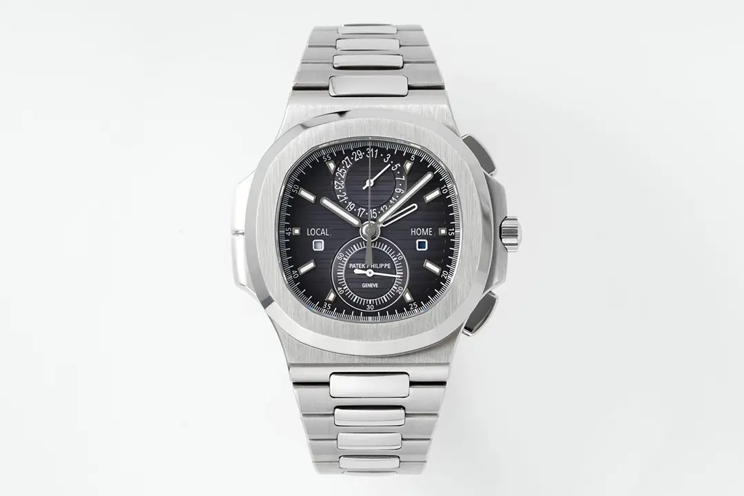KM Factory Patek Philippe Nautilus 5990/1A Dual Time Steel Black Super Clone Replica Watch