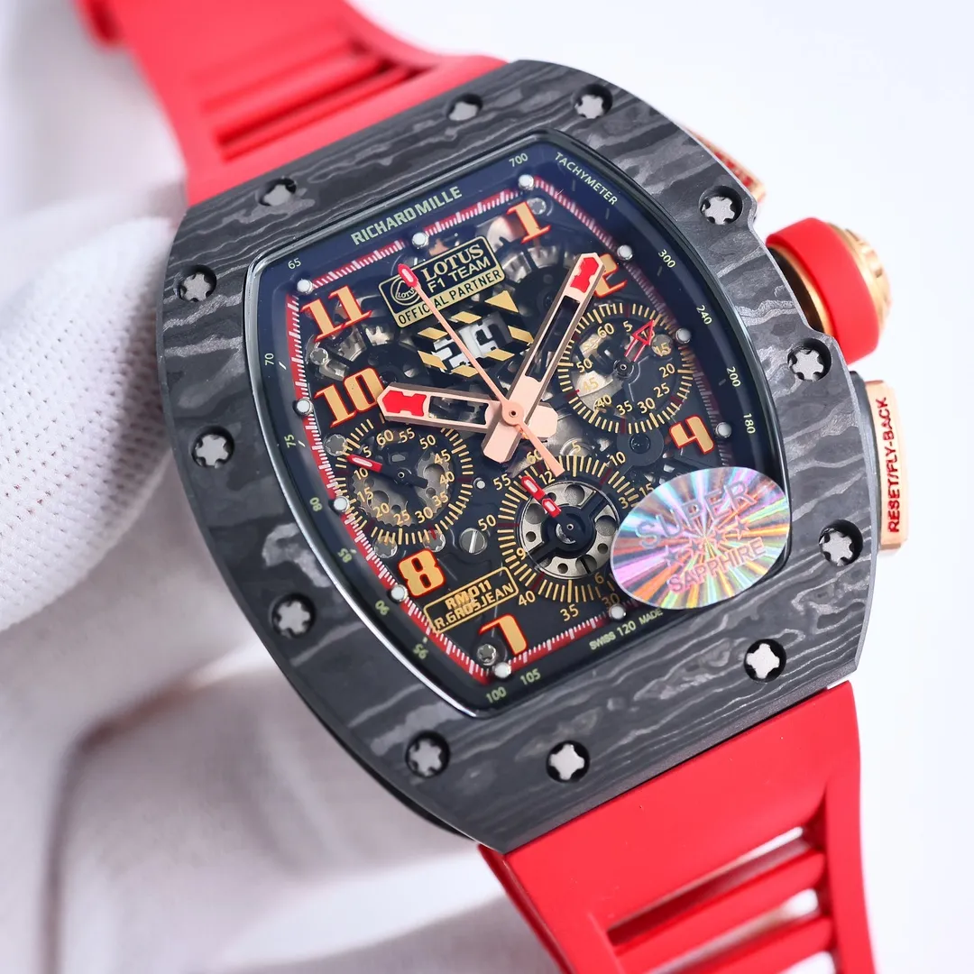 JB Factory Richard Mille RM011-FM Titanium Red Strap - Premium Super Clone Watch
