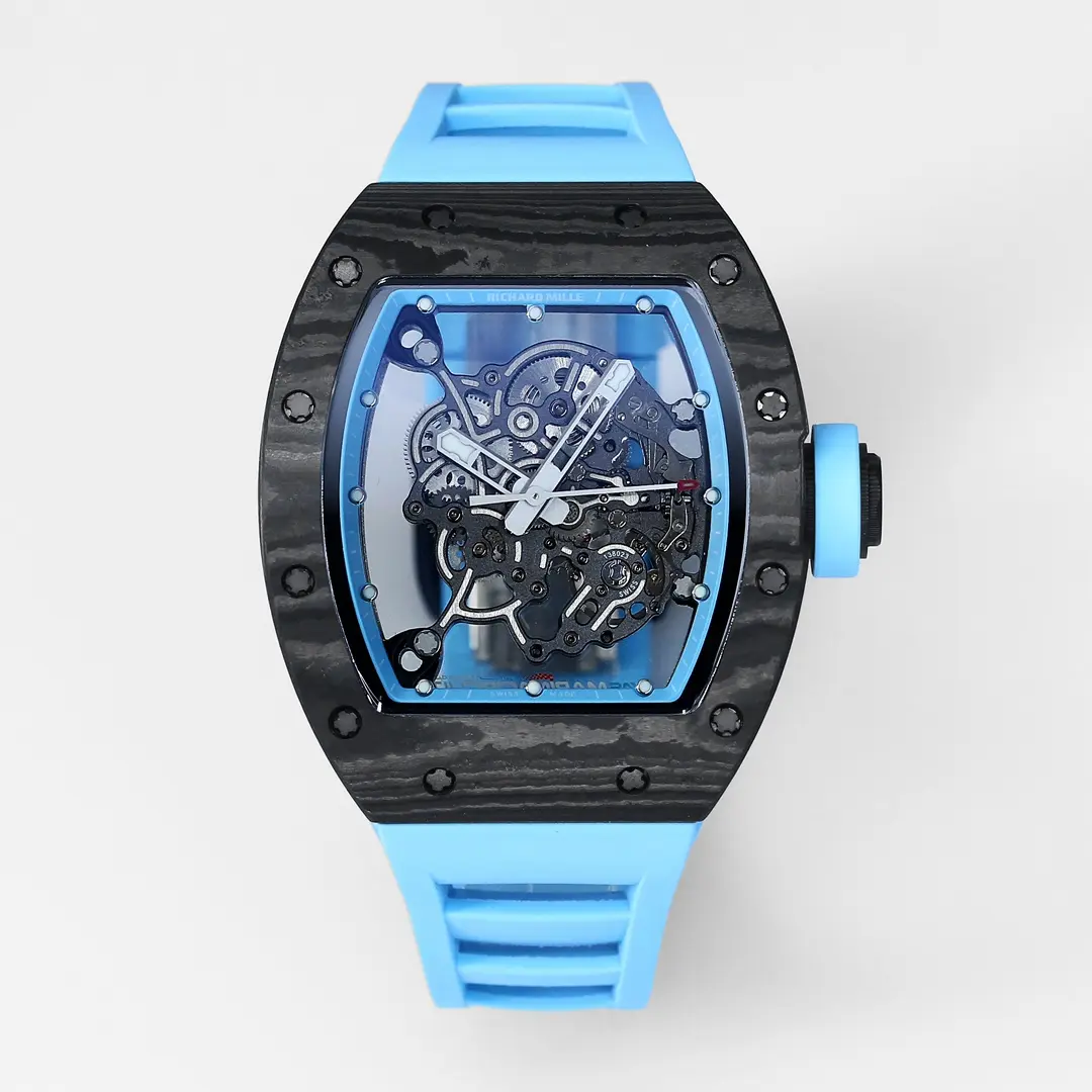 JB Factory Richard Mille RM055 Carbon Fiber Blue Super Clone Luxury Watch