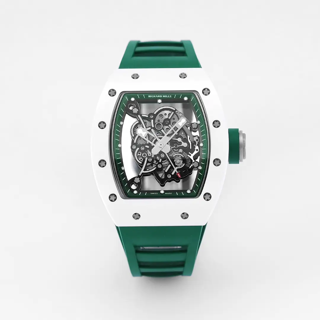 JB Factory Richard Mille White Ceramic Green Strap Super Clone Watch - Premium Replica Richard Mille
