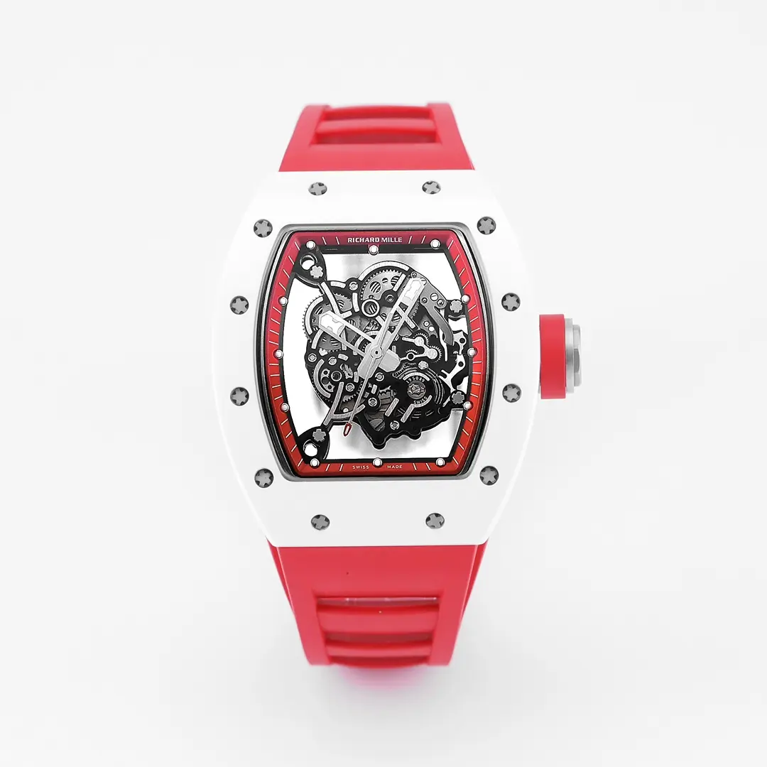 KV Factory Richard Mille White Ceramic Red Strap Super Clone Watch - Premium Replica Richard Mille