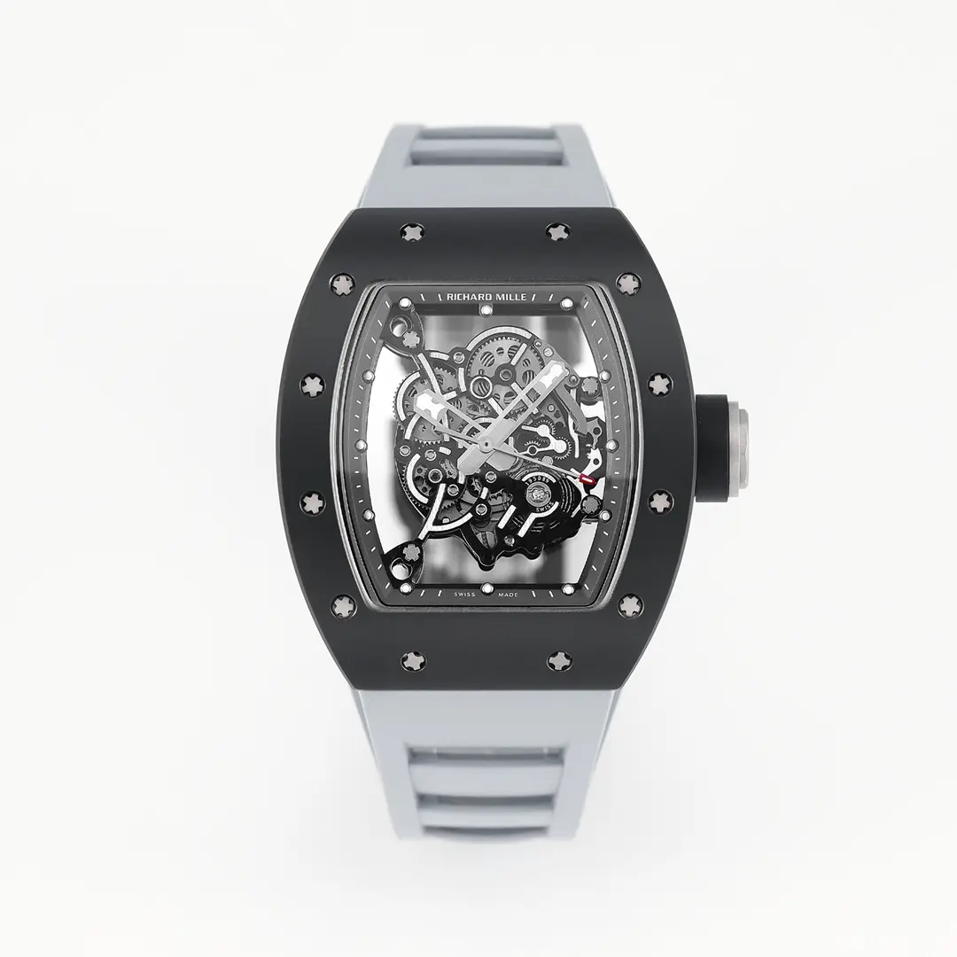 KV Factory Richard Mille Black Ceramic Watch Grey Strap - Premium Super Clone Watches