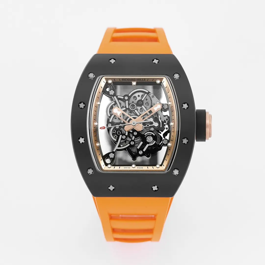 JB Factory Richard Mille Black Ceramic Orange Strap Super Clone Watch - Premium Replica Richard Mille