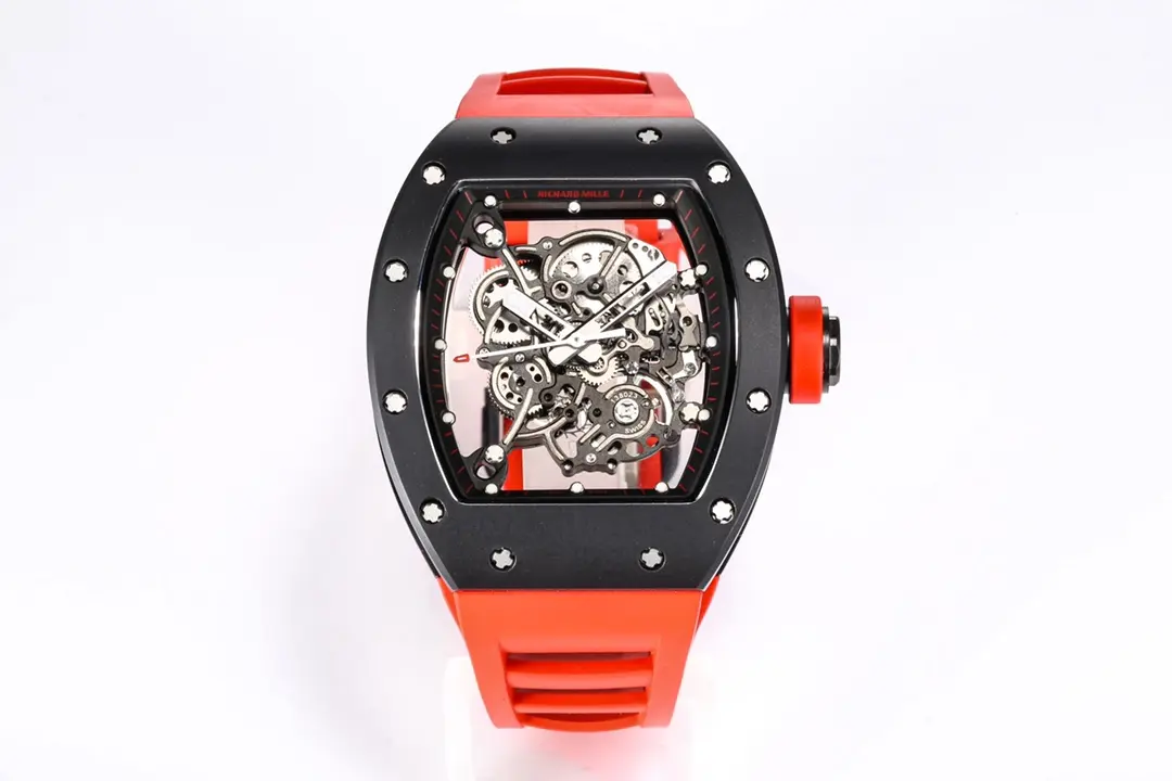 JB Factory Richard Mille RM055 White Ceramic Red Strap - Premium Super Clone Watch