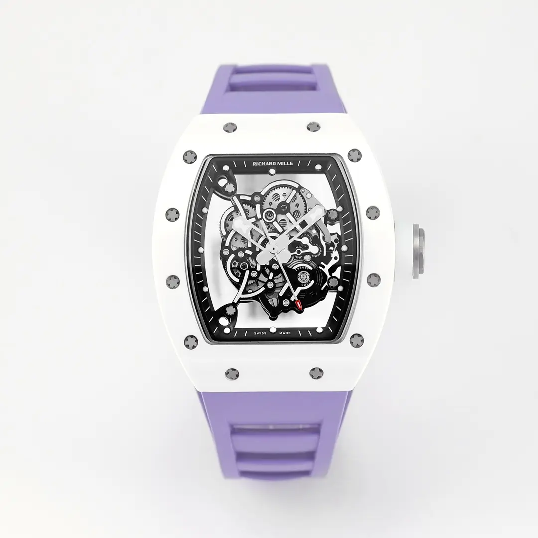 KV Factory Richard Mille White Ceramic Purple Strap - Super Clone Watch Replica
