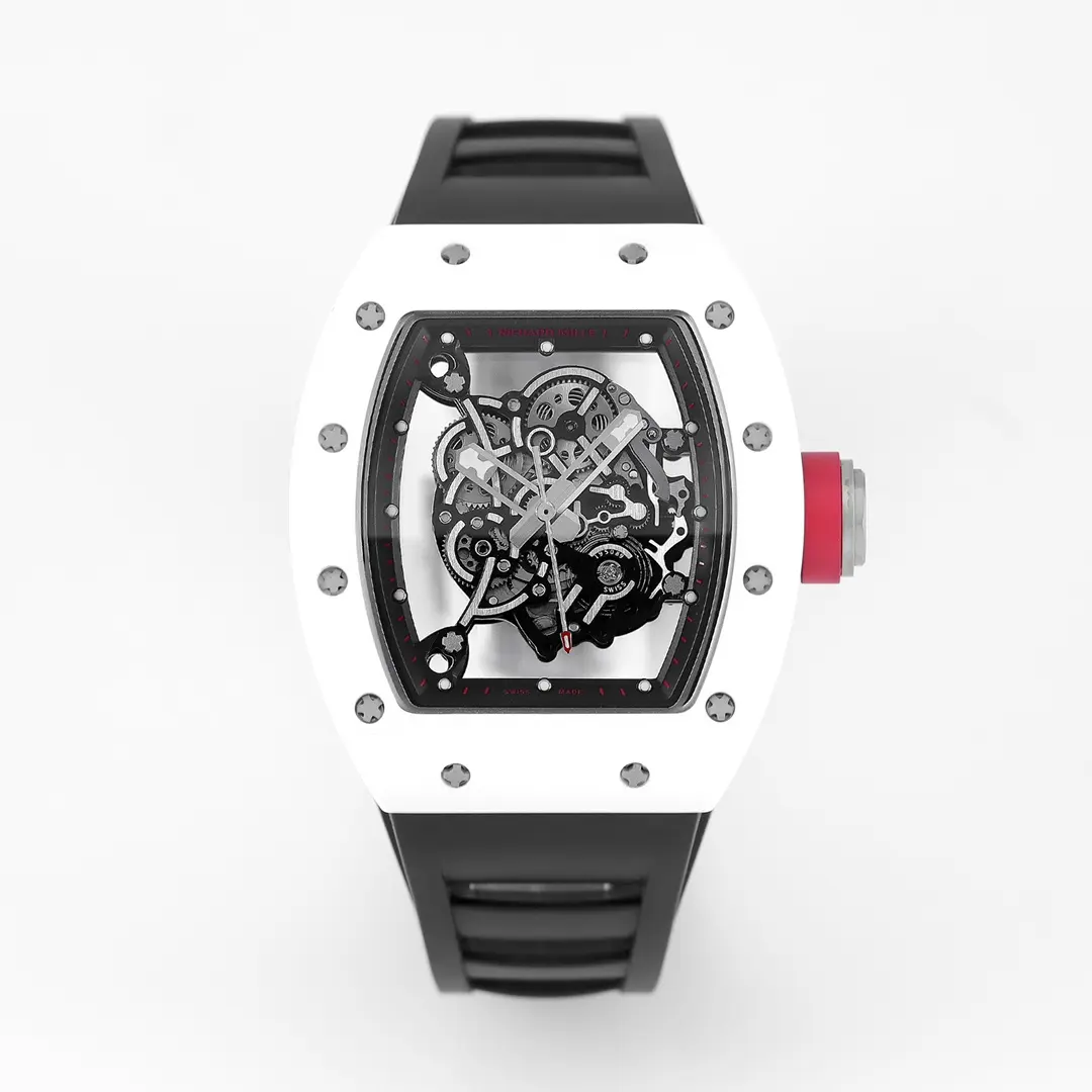 KV Factory Richard Mille White Ceramic Watch with Black Strap - Premium Super Clone Watches Edition