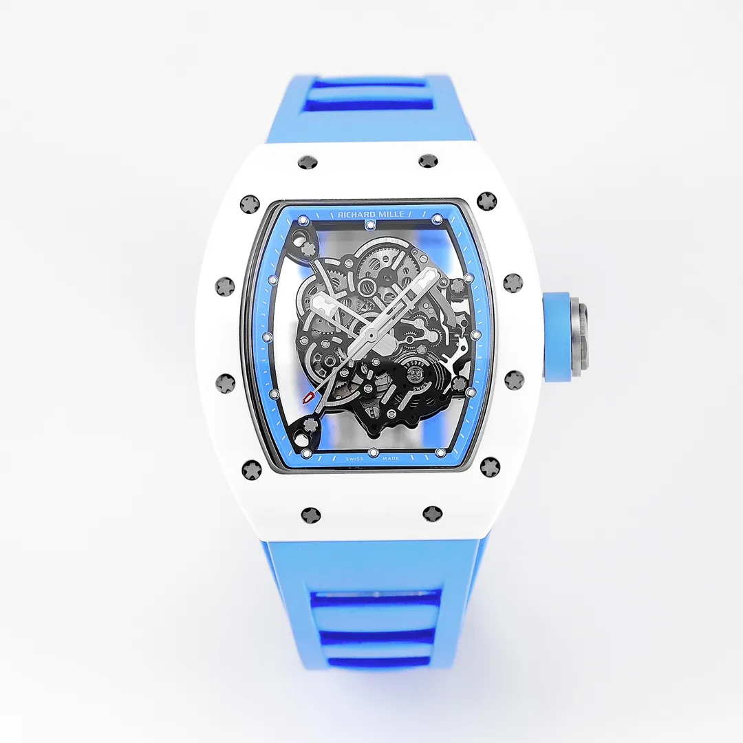 KV Factory Richard Mille White Ceramic Blue Strap Super Clone Watch - Premium Replica Richard Mille Watch