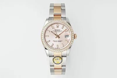 AR Factory Rolex Datejust 31mm Two-Tone Stainless Steel and Yellow Gold Pink Dial Diamond Bezel Women's Watch