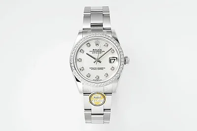 AR Factory Rolex Datejust 31mm White Dial Diamond Bezel Stainless Steel Oyster Bracelet Women's Watch