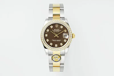 AR Factory Rolex Lady-Datejust Chocolate Dial Diamond Bezel Two-Tone Stainless Steel and Yellow Gold Watch