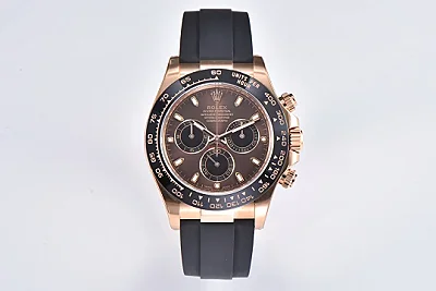 VS Factory Rolex Daytona Watch with Black Rubber Strap, Brown Dial, and Exquisite Craftsmanship