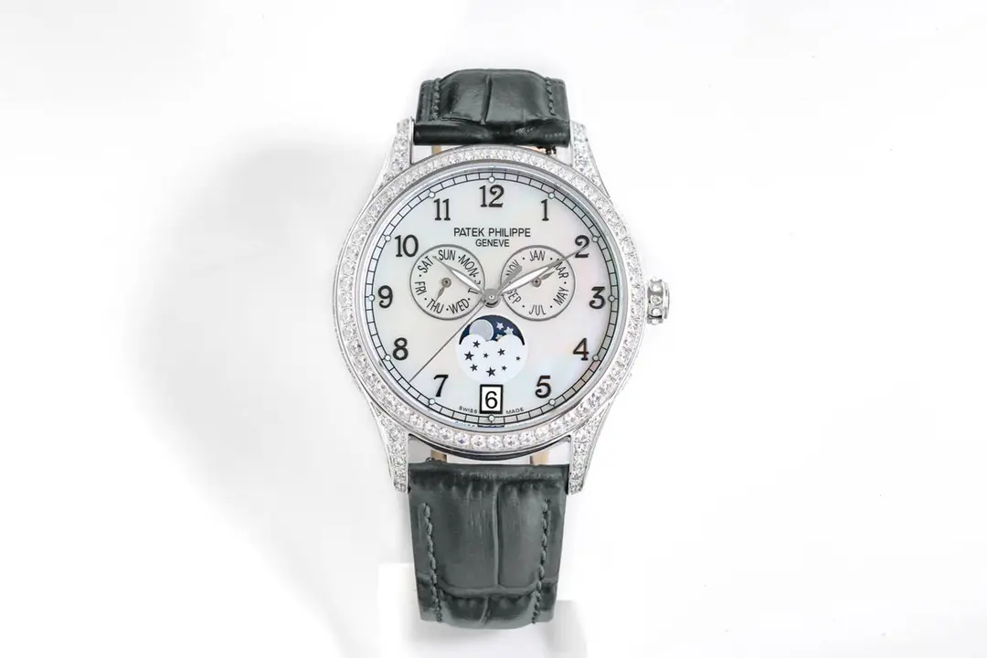 KM Factory Patek Philippe Complications 4947R White Dial Leather Super Clone Replica Watch - Premium Replica Watches