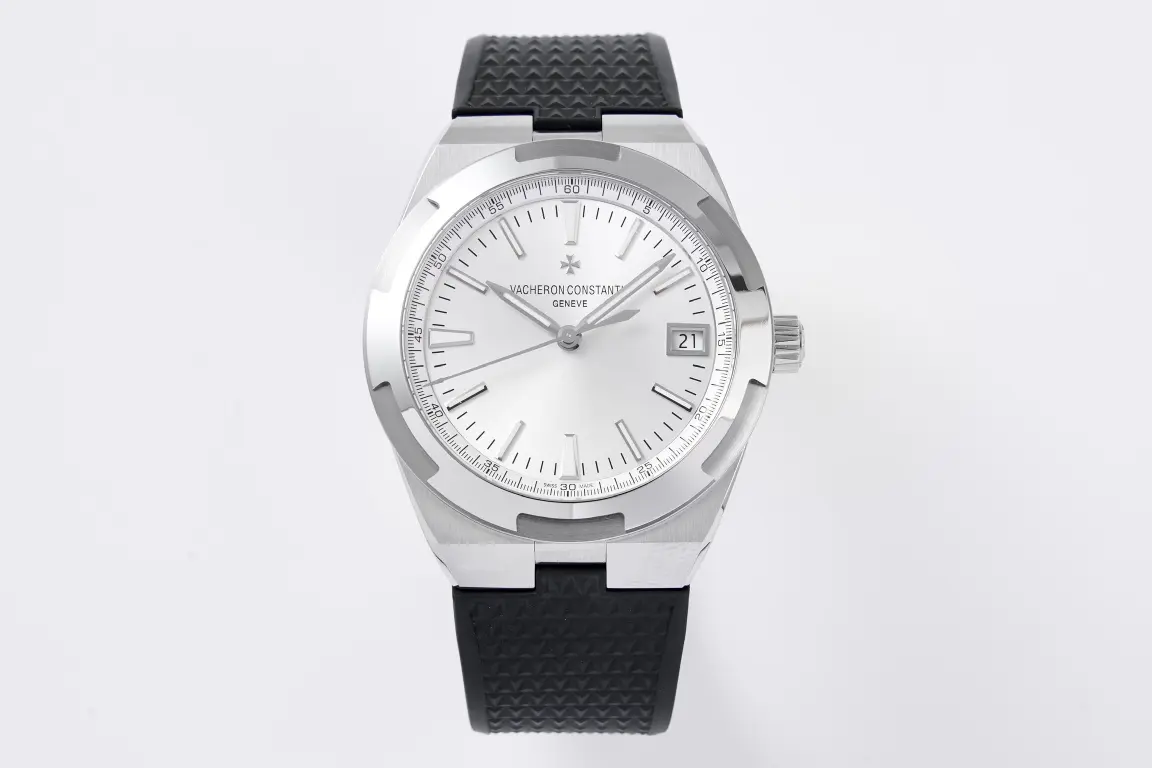 MKS Factory Vacheron Constantin Overseas 4500V Series - Silver Dial with Black Rubber Strap - Luxury Steel Super Clone Watch - Best Replica Quality