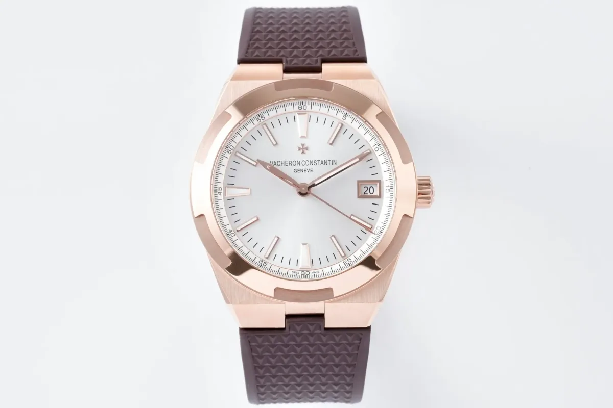 MKS Factory Vacheron Constantin Overseas 4500V Series - Rose Gold Case, Brown Rubber Strap, Luxury Automatic Super Clone Watch - Best Replica Quality