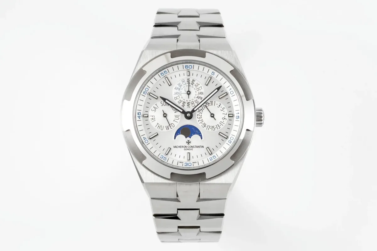 JJ Factory Vacheron Constantin Overseas 4300V Perpetual Calendar Watch - Silver Dial, Stainless Steel Bracelet, Best Super Clone Edition