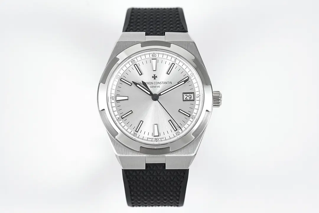 JJ Factory Vacheron Constantin Overseas Automatic Watch - Silver Dial, Black Rubber Strap, 41mm Stainless Steel Case, Best Super Clone Quality