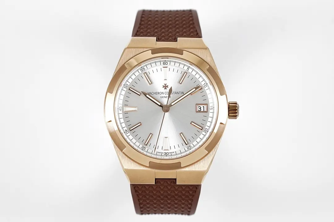 JJ Factory Vacheron Constantin Overseas Automatic Watch - Rose Gold Case, Brown Strap, Interchangeable Band System, Super Clone Watch