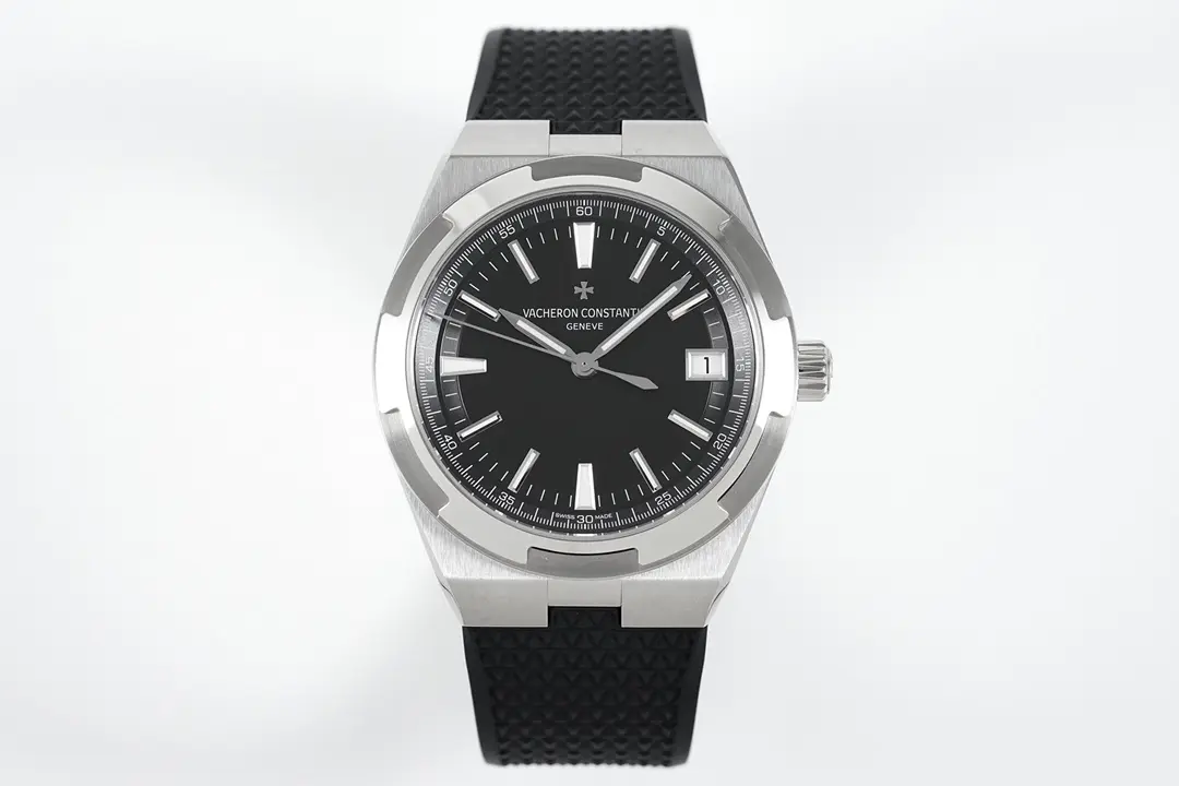 JJ Factory Vacheron Constantin Overseas Automatic Watch - Black Dial, Stainless Steel Case, Rubber Strap with Interchangeable System, Top Super Clone Watches Design