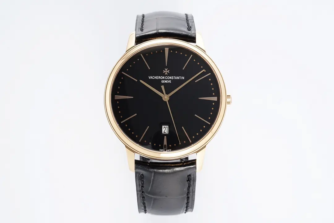 JJ Factory Vacheron Constantin Patrimony 85180 Series Watch - Rose Gold Case, Black Dial, Leather Strap, 40MM, Best Super Clone Quality