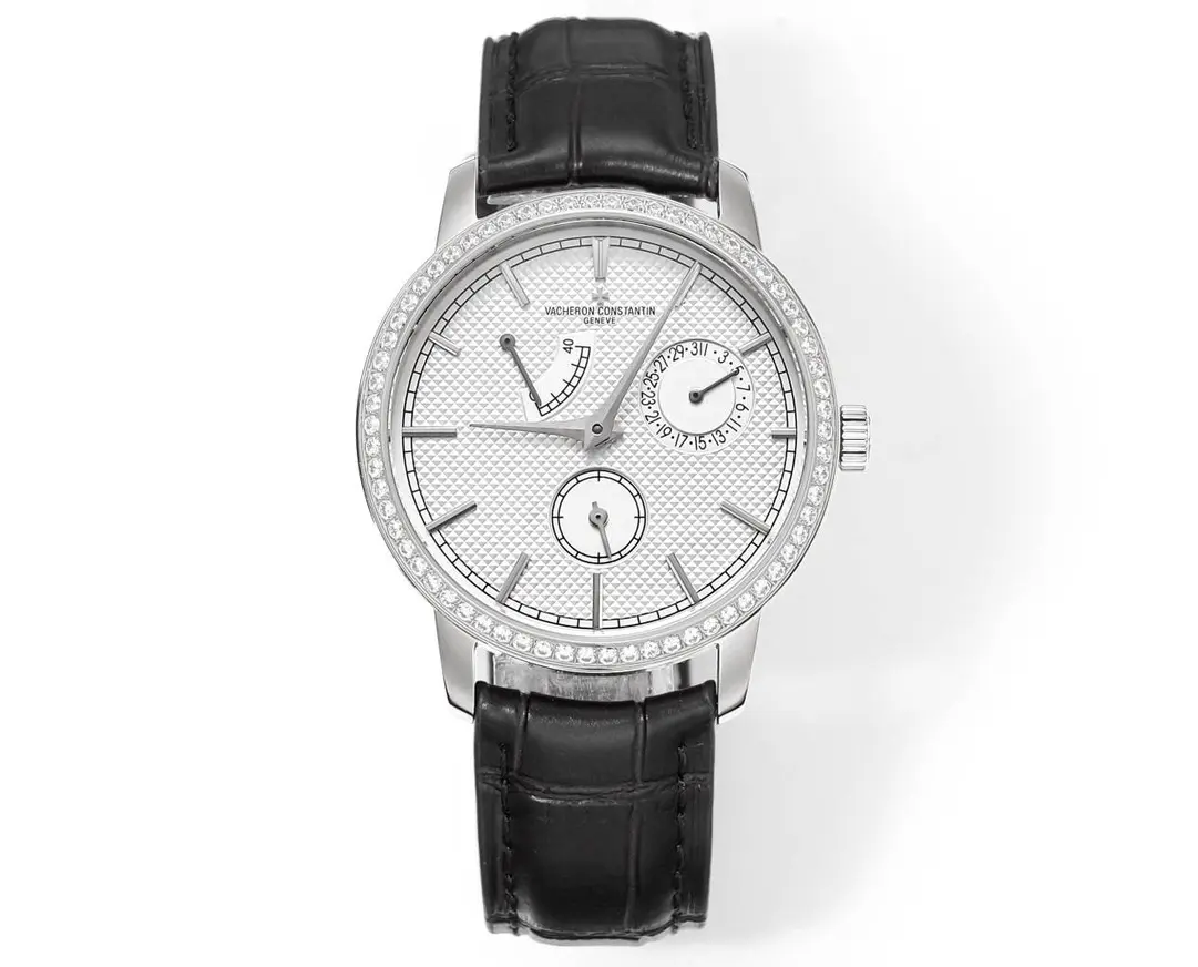 JJ Factory Vacheron Constantin Traditionnelle 83520/000R-9909 Mechanical Watch - Silver Dial, Black Leather Strap, Multi-Function Design, Best Super Clone Quality