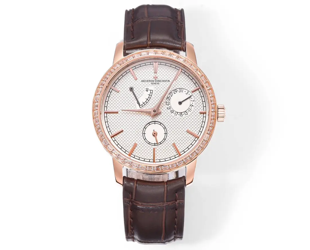JJ Factory Vacheron Constantin Traditionnelle 83520/000R-9909 Mechanical Watch - Rose Gold, Brown Leather Strap, Multi-Function Dial, Top Super Clone Watch